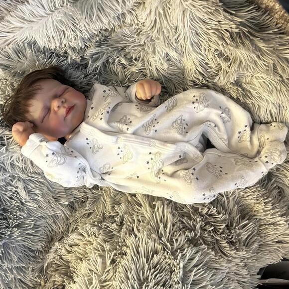 Reborn Baby Boy Doll Cloth Body Full Silicone Vinyl Limbs & Accessories (NEW) - Picture 4 of 12